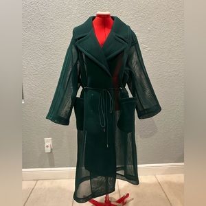 adidas Ivy Park Beyonce Triple Green Jacket Trench Mesh Over Coat Oversize NWT